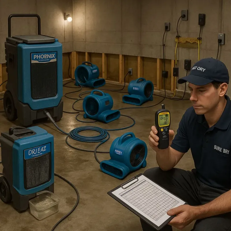Structural Drying and Dehumidification process in Wabasso Beach, FL